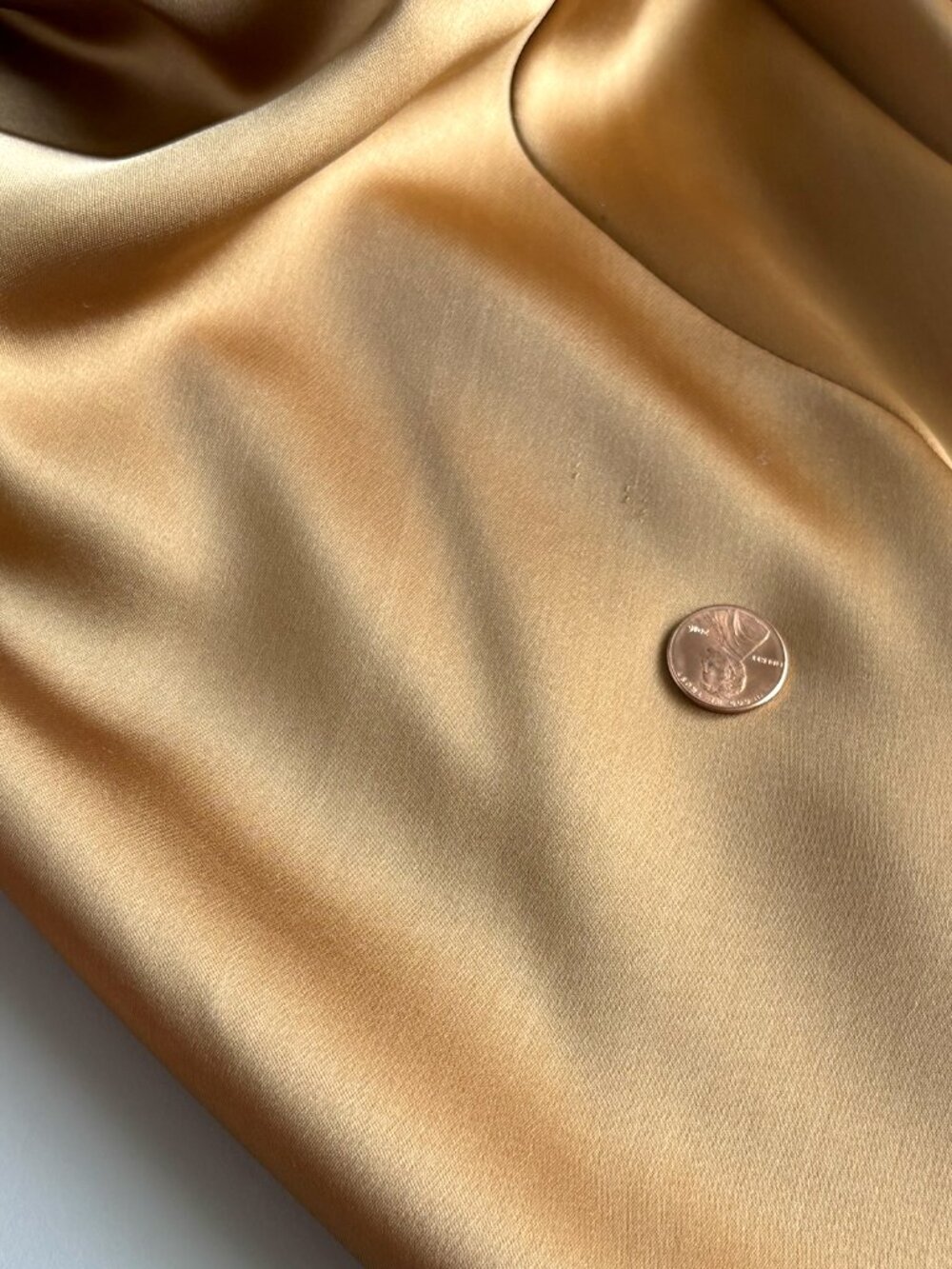 Club Monaco Bias Cut Satin Slip Skirt in Honey, Long Draped Mini Skirt, sz 4 - Picture 13 of 15
